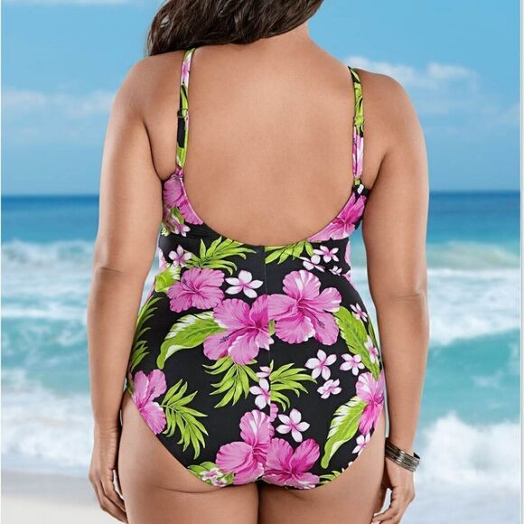 Venus Floral Aloha Plus Size One Piece Swimsuit  - Picture 2 of 2